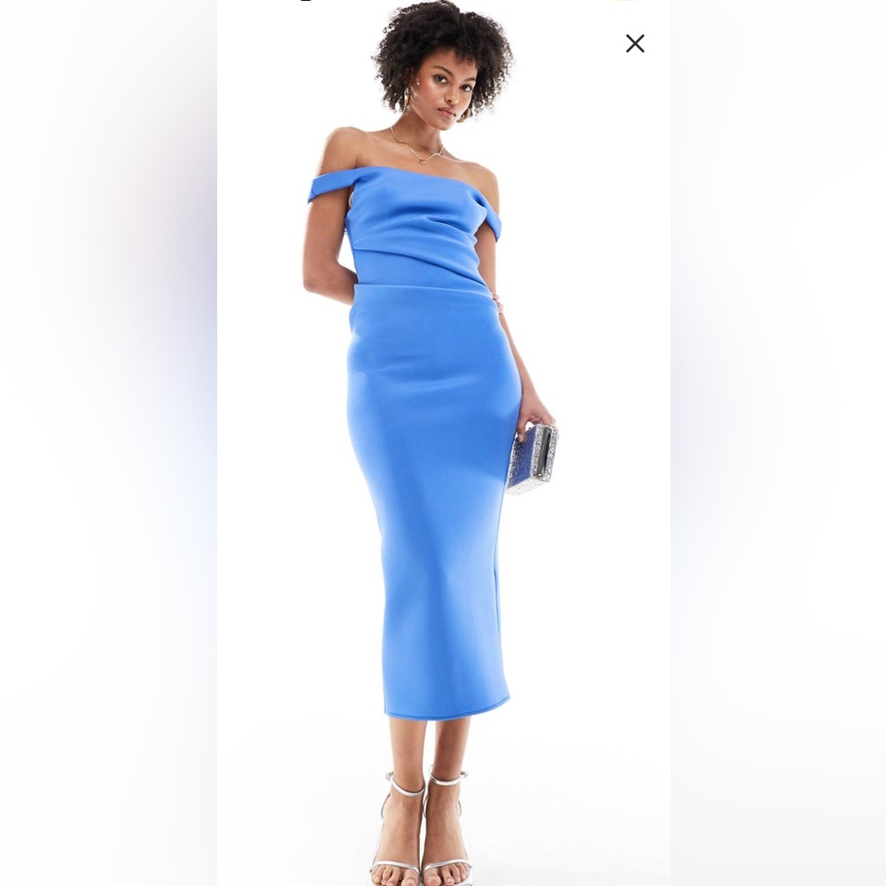 ASOS Tall Structured Bardot Pencil Midi Dress. Size US 16